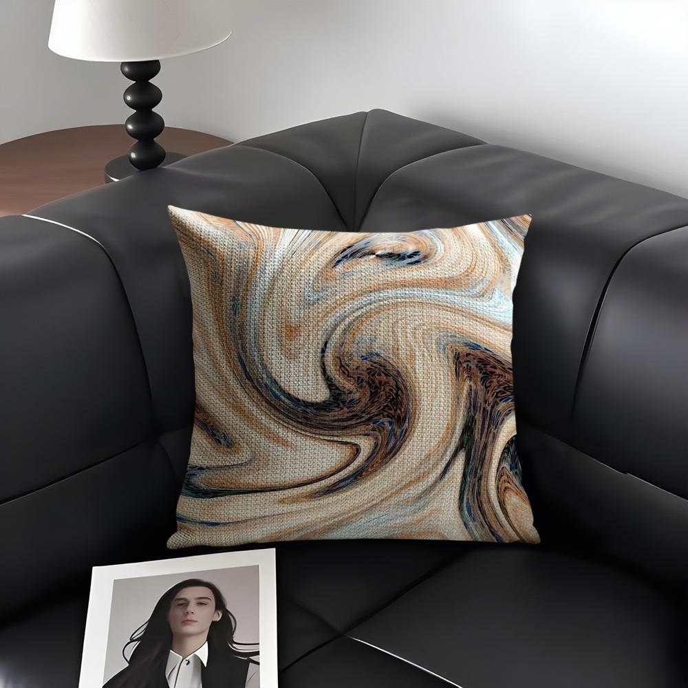 Quicksand Pattern Cushion Cover Natural Linen Organic Fabric DoubleSided Printing Sofa Home Decor Gift Pillow Case
