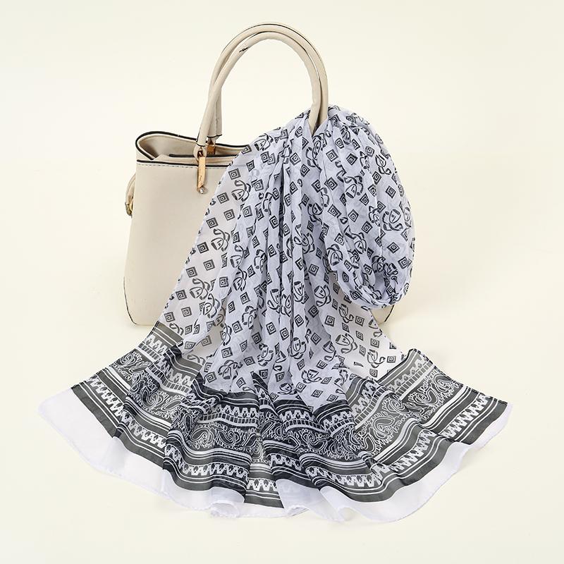 Новые шифоновые шарфы в индийском стиле, женские, дышащие, тонкие, из имитации шелка, женский платок и накидки, женский хиджаб с принтом, шаль