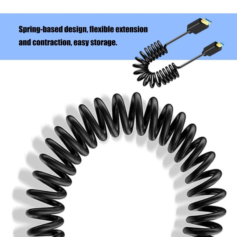 Flexible 8K@60Hz UHD2.1 Cable Wire Line Spring Design Aluminum Foil Shielded for Projectors Laptops