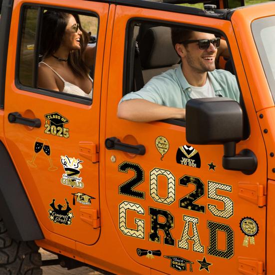 2025 Graduation Car Magnets Congrats Grad Magnetic Stickers Set Graduation Party Decor Magnets for Cars Fridge Garage Mailbox