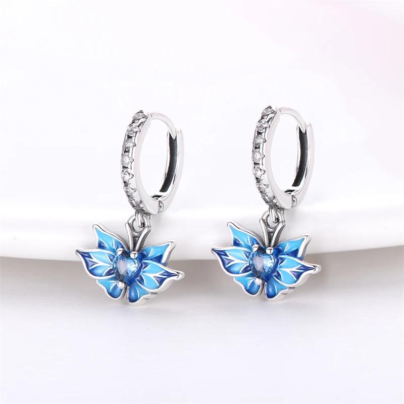 Women's Romantic 925 Silver Snowflake Star Shining Zircon Christmas Winter Earrings Fit Wedding Party Exquisite Jewelry