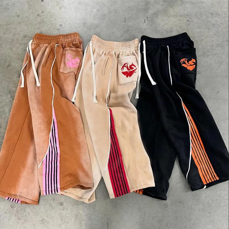 Европейские и американские осенне-зимние повседневные спортивные брюки в стиле хип-хоп контрастных цветов для мужчин и женщин с завязками