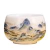 Handmade Mutton-fat Jade Porcelain Teacup - A Thousand Li of Rivers and Mountains Gift Set