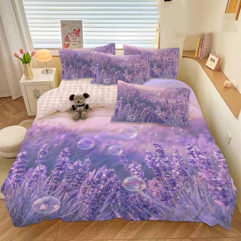 3D Print New lavender Bedding Set lavender purple Duvet Cover Child Adult Quilt Cover Pillowcase king Queen Size Girl being trap