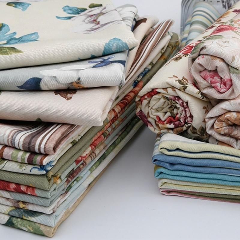 100 см x 145 см Ткань с цветочным принтом в пасторальном стиле, полиэстер, искусственный лен, ткань для самостоятельного изготовления диванной подушки, скатерти, обивки подушек