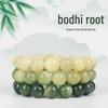 Green Leather White Jade Bodhi Bracelet with Floating Flower Design – Soft Bodhi Root & Seed Beads for Men and Women