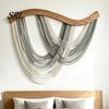 Nordic Style Wall Decor Large Woven Hanging Tapestry for Bedroom Living Room, Boho Cotton Bedside Rope Gradient Wavy Art Decor, Home Texture