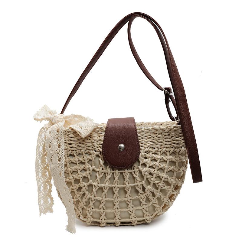 High-end literary niche hollow straw bag leisure foreign style seaside vacation beach messenger bag