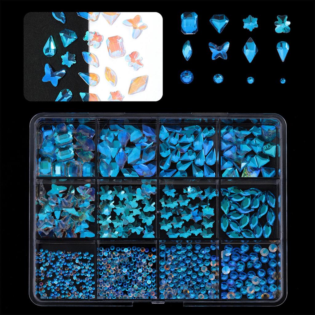 1Box 3D Nails Charm Mixed Size Glass Nails Stones with Flatback Rhinestones Crafts Nails Art for Nails Enthusiasts