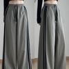 Серые рабочие брюки для женщин на лето, новые свободные широкие брюки с высокой талией и ниспадающим нишевым дизайном