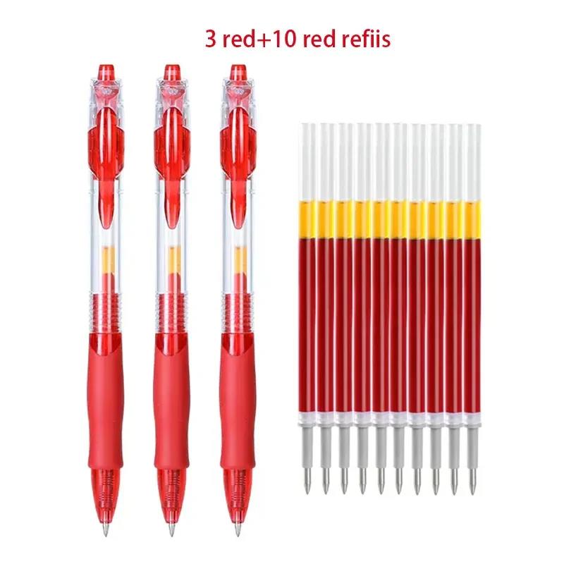 Retractable Gel Pens Refills Set Kawaii Stationery Writing Pen Black/Red/Blue Ink 0.5 Mm Ballpoint Pen Office School Supplies