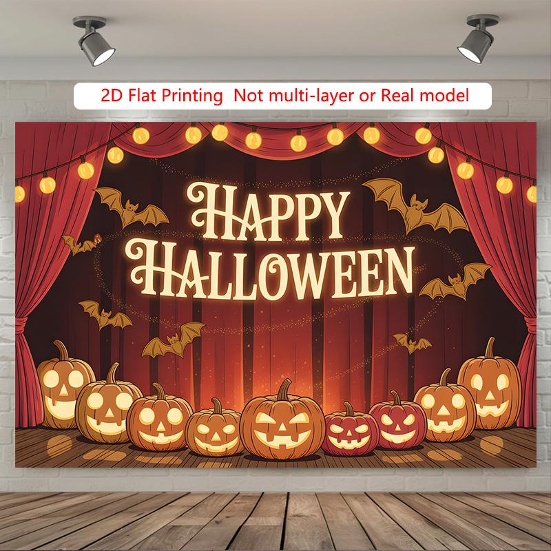 Party Backdrop Halloween Flat Pumpkin Scary Photo Booth Decor Party Decor