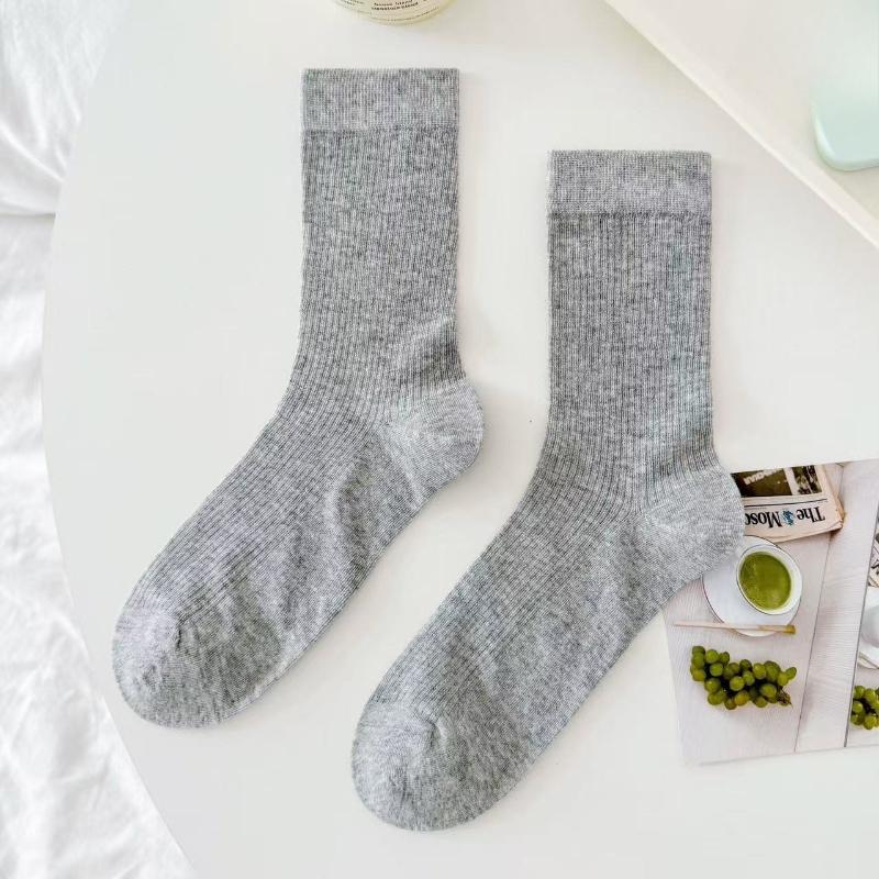 Балетные однотонные носки, женские из гребенного хлопка, весенне-летние бесшовные тонкие носки с низким ворсом, милые дофаминовые носки до середины икры