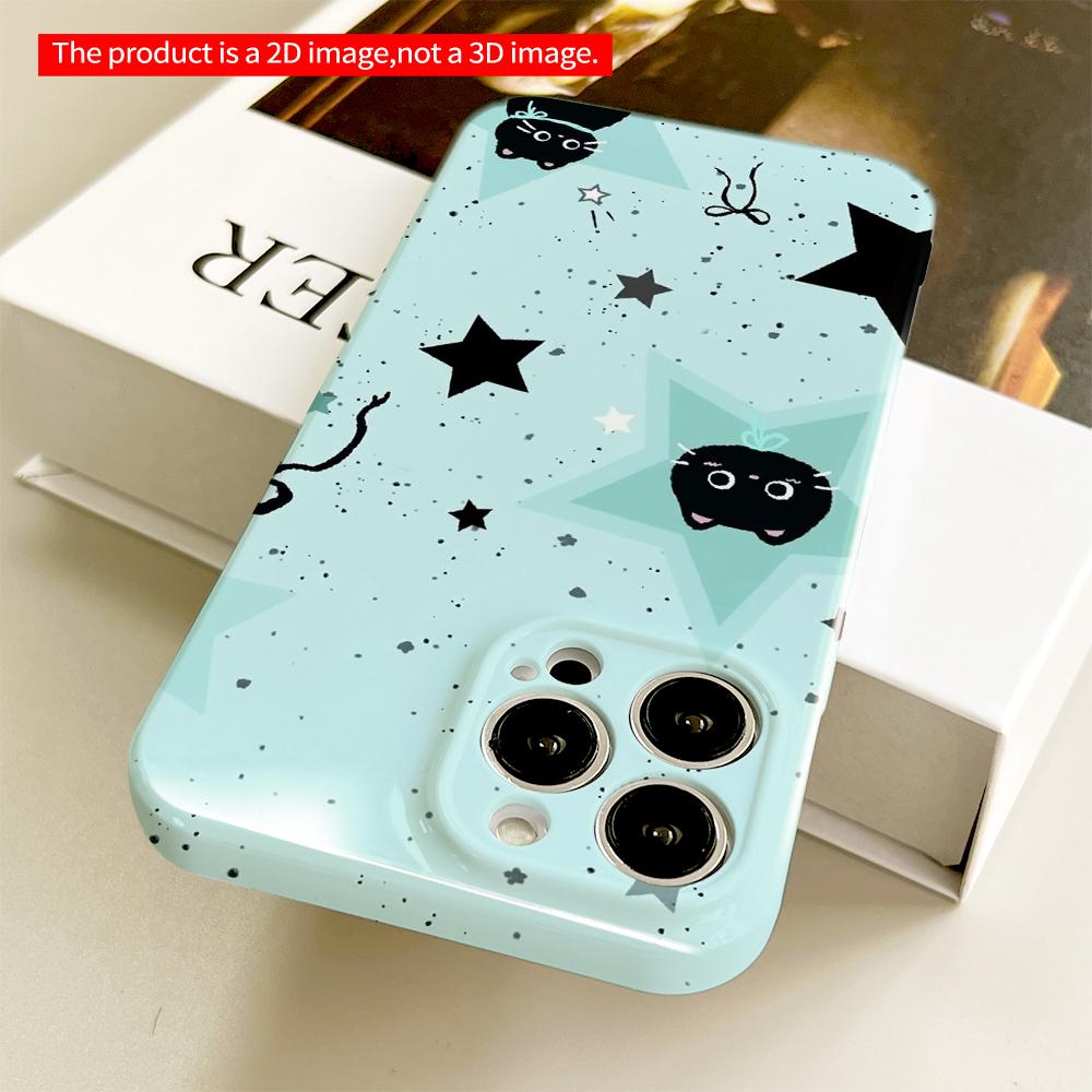 Cute Black Cats & Stars Phone Case All inclusive film hard phone case, compatible with iPhone 18 Pro Max 17 16 15 14 13 12 11