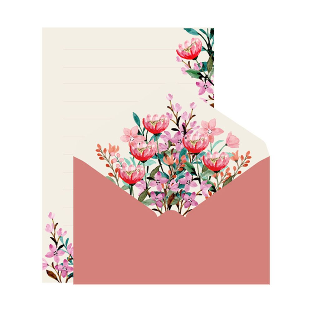 Pad Birthday Party Invitation Wedding Greeting Card Flowers Envelope Writing Paper Letter Paper