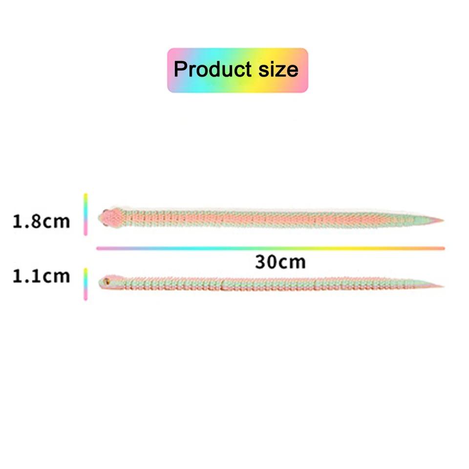 30 см 3D-печатная змея, светящаяся подвижная фигурка-симуляция змеи, многоцветная 3D-печатная модель, орнамент в виде змеи, креативный домашний офис, декор рабочего стола