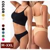 Плюс размер подтяжки пуш-ап без косточек женское нижнее белье удобный и красивый жилет спортивный противоударный бюстгальтер для йоги комплект стрингов