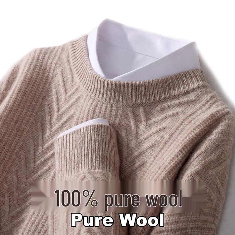 Men's Warm Wool Round Neck Sweater - Autumn/Winter Thick Knit