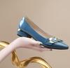 Low Heel Elegant Blue Luxury Leather Casual Shoes For Women 2025 Ladies Summer Footwear Pointed Toe Spring Luxury Brand Young 39