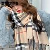 Autumn and Winter Imitation Cashmere Scarf Korean Wild Plaid Scarf Tassel Printing Thickened Bib Shawl