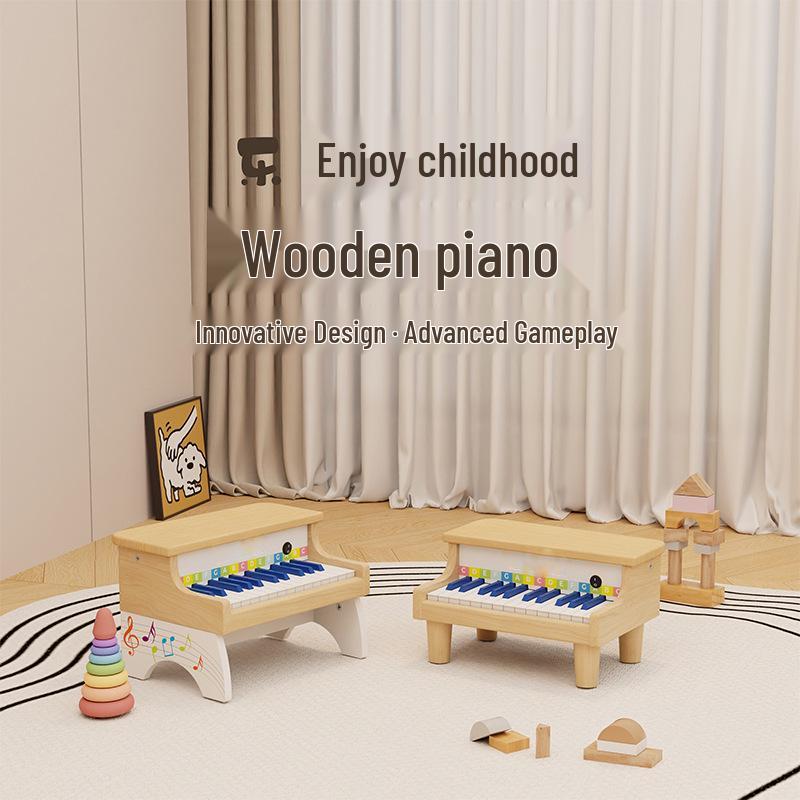 Solid Wood 25-Key Children's Piano Toy: Beginner Electronic Keyboard for Boys & Girls