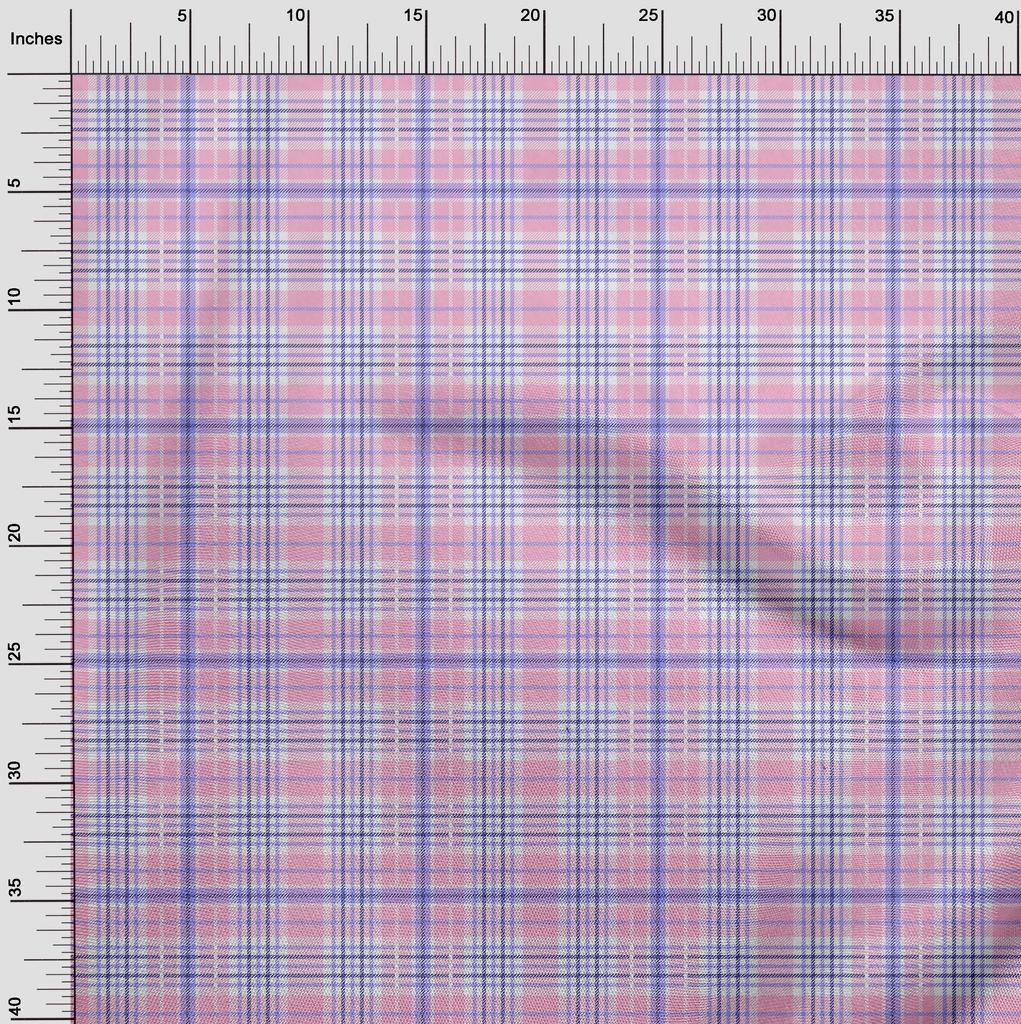 oneOone Cotton Flex Light Pink Fabric Check  Sewing Craft Projects Fabric Prints By Yard 40 Inch