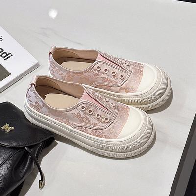 Женская обувь в национальном стиле весна и лето ленивая на одном педале толстая подошва круглый носок уродливая милая большая голова принт кованая поверхность лоферы на платформе