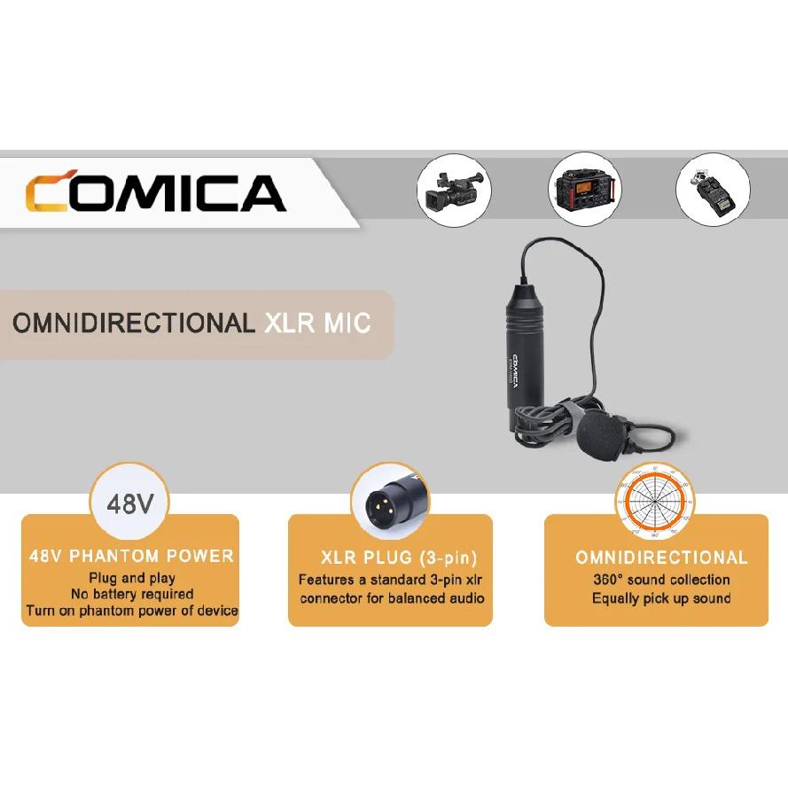 COMICA CVM-V02O Omnidirectional XLR Lavalier Microphone Phantom Power Lapel Mic for Canon Sony Panasonic Camcorders Recording