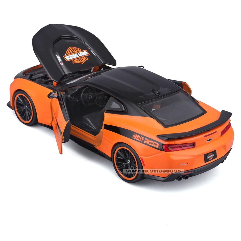 Maisto 1:24 Harley joint venture 2017 Chevrolet Camaro ZL11967 Ford Mustang GT Alloy car model decoration collection toys gifts