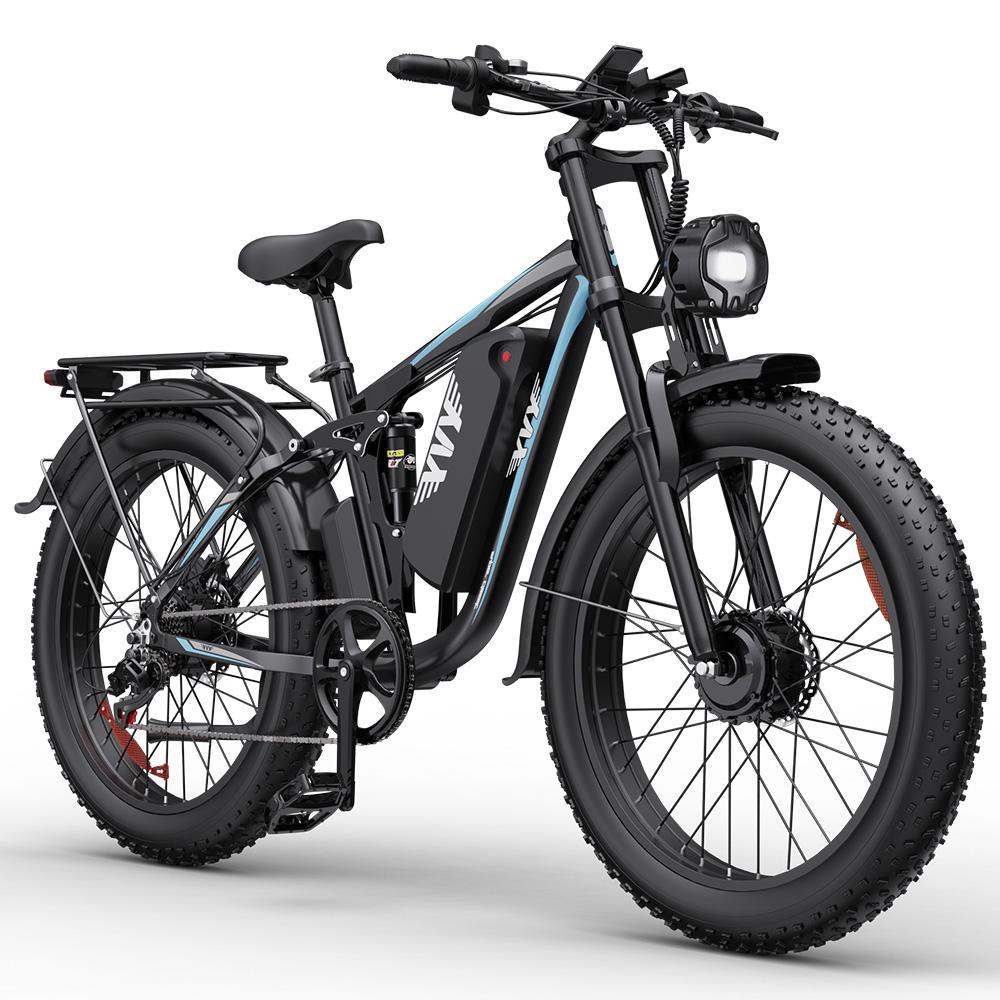 Electric Bicycle Yvy C26 Max 26" Fat Tire 1000Wx2 Motor Fully Suspended Adult Electric Bike 48V 23AH 7 Speed Max Load 150Kg