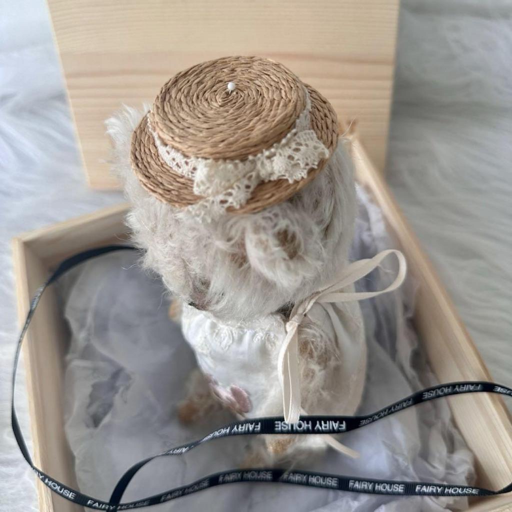 [USED] Milk Bear Teddy Bear Plush Toy Handmade by Overseas Artists