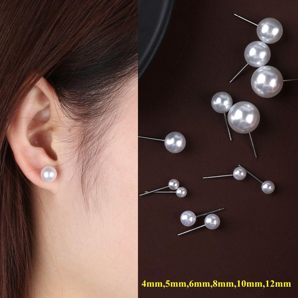 Round Shape Round Ball Earrings 4mm 5mm 6mm 8mm 10mm 12mm Ear Stud New Pearl Earrings Women