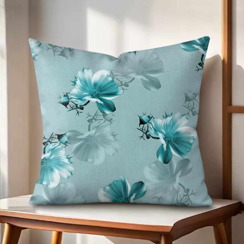 Classic Floral Print Cushion Cover Natural Linen Organic Fabric DoubleSided Printing Couch Pillow Covers Home Decor Gift