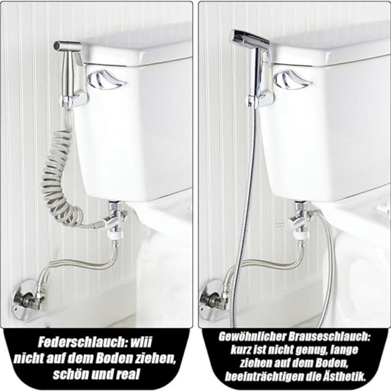 Handheld Bidet Toilet Sprayer Kit  Stainless Steel Spray Gun with 3 Way Valve Bellows Used for Personal Hygiene and Pet Bathing