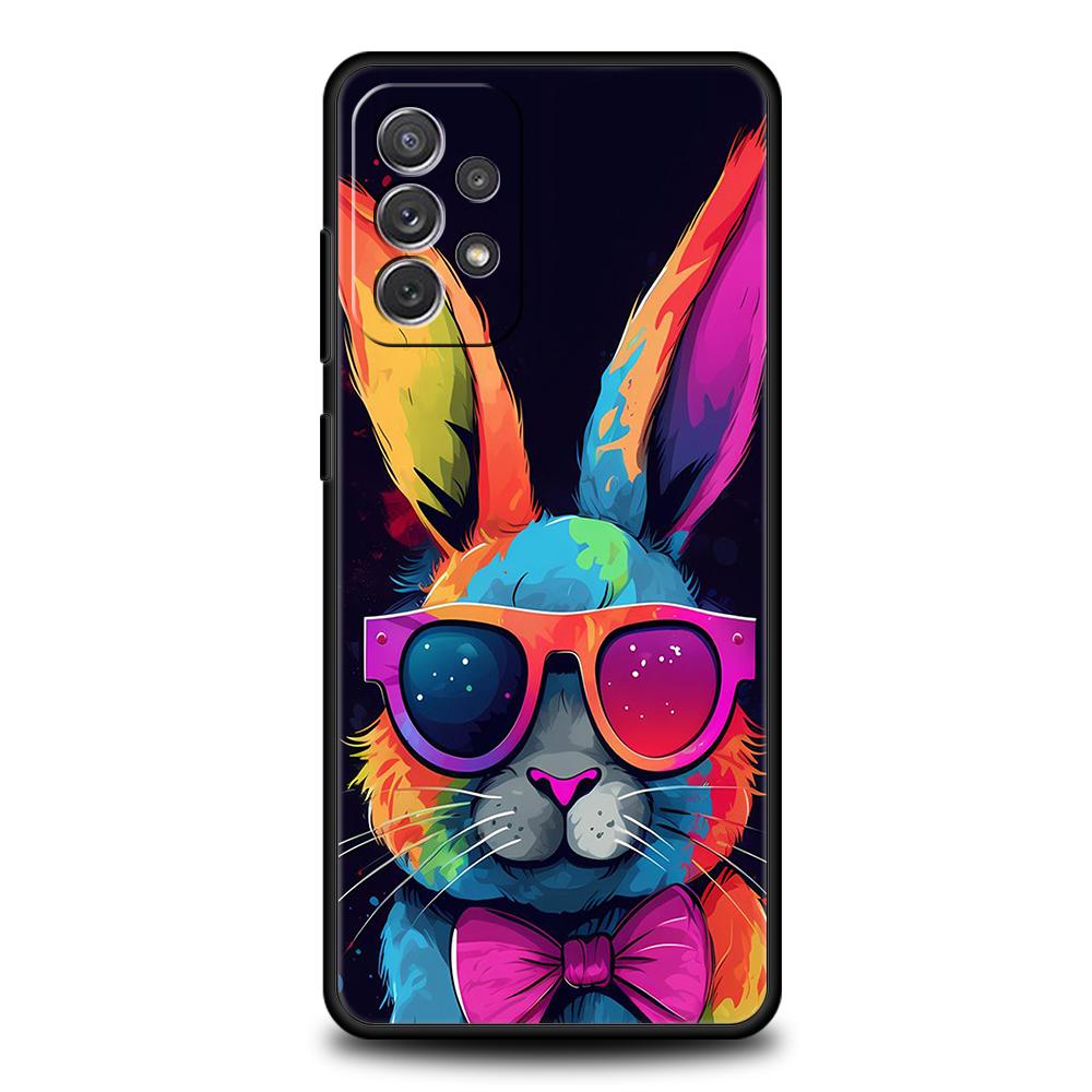 Милый Кролик в Фиолетовой Шляпе Чехол для Телефона для Samsung Galaxy A15 A14 A25 A54 A34 A51 A71 A72 A73 A32 A52 A52S A21S 5G TPU Чехол