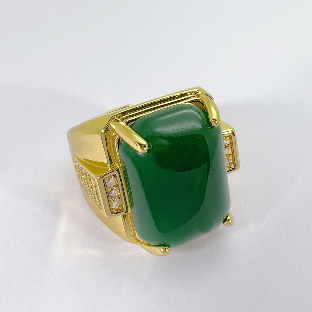 Кольцо с квадратным нефритом для мужчин, ювелирные изделия 2024 года, новое мужское кольцо на палец, серебро 925 пробы, ювелирные изделия, регулируемые