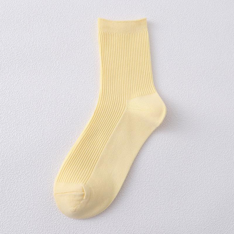 Autumn and Winter Women Pure Color Socks Casual Cotton Breathable Fashion Sports Sock