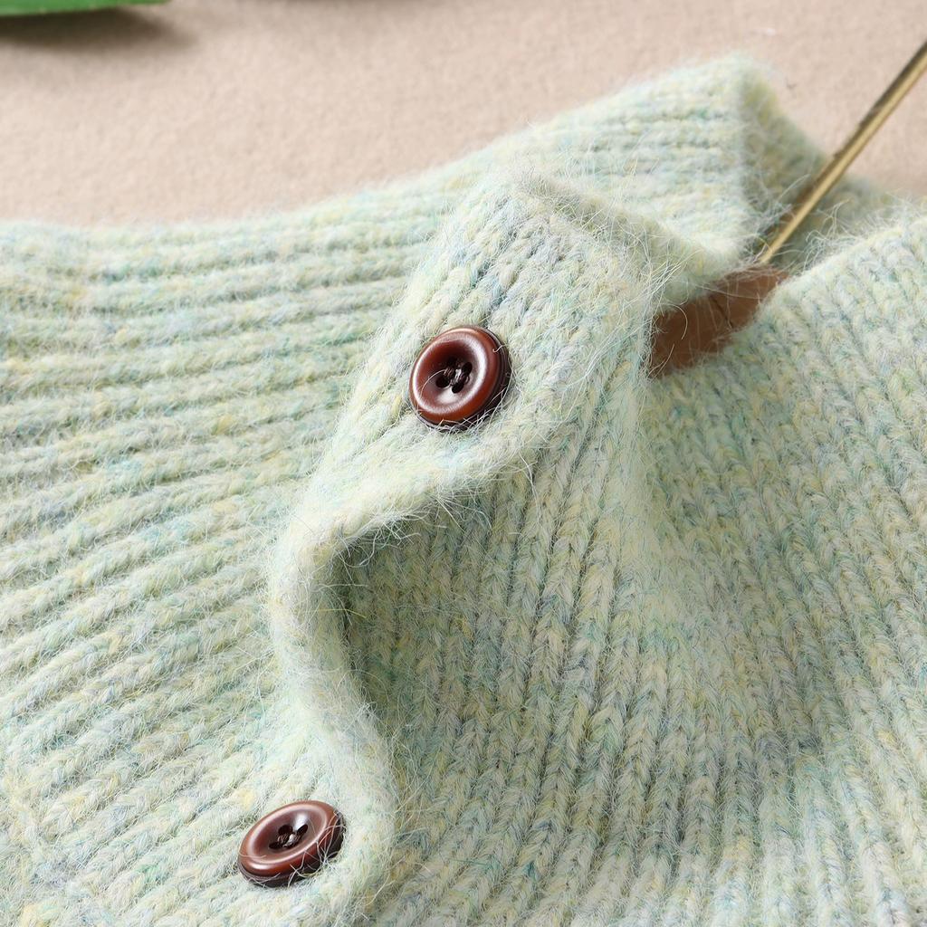 Dimanaf 2025 Sweaters Buttons Turtleneck Solid Cardigan Red Autumn Women Knitting Loose