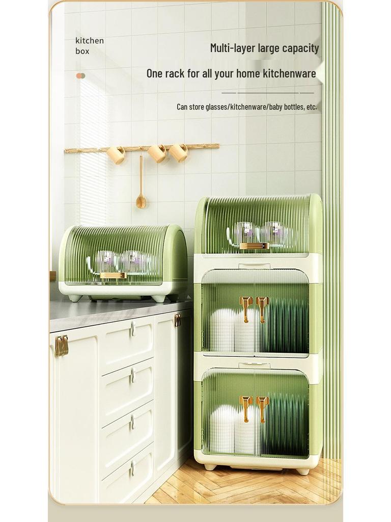 Kitchen Bowl and Cutlery Rack with Dustproof Lid – Storage for Bowls, Plates, Dishes, and Chopsticks