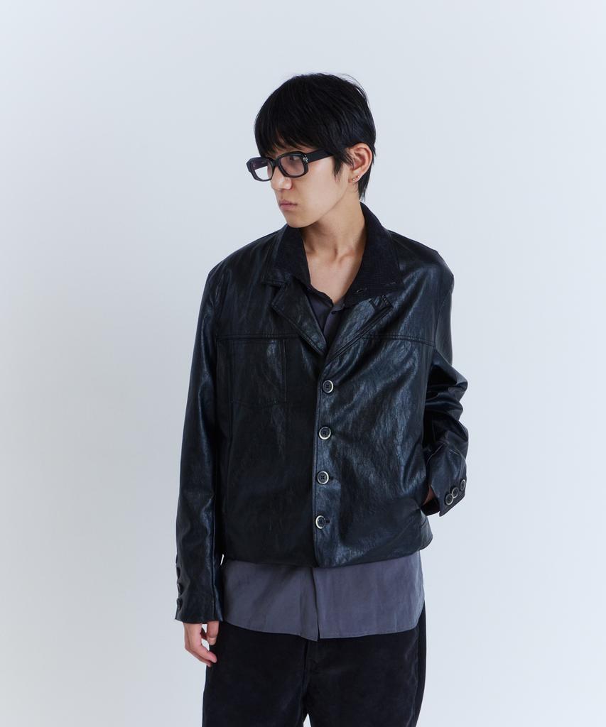 PARADIGMFILM [Ep.03] Sleek Leather Crop Blazer (Black)