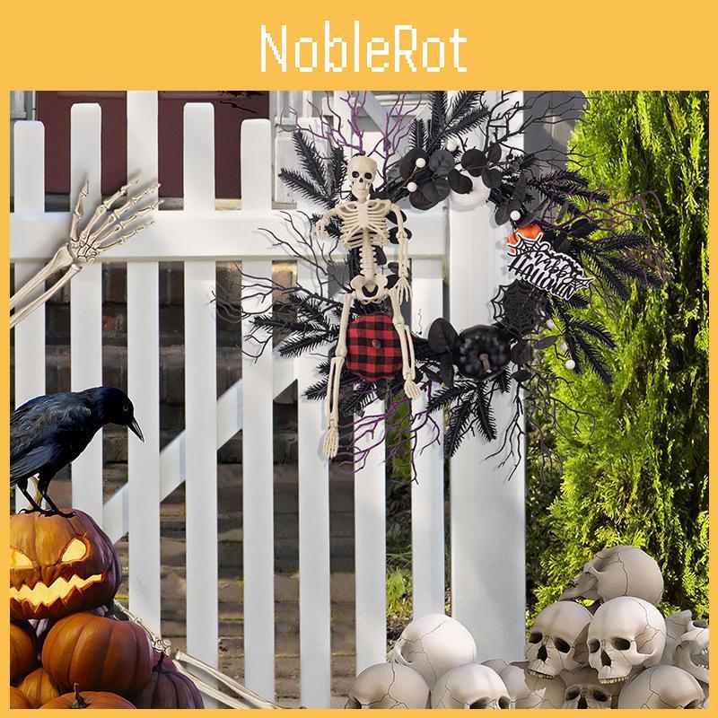 Charming American Country Style Halloween Skeleton Pumpkin Door Wreath Decoration