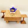 Shogi Shinkei Shogi Board with Boxwood Special Carved Shogi and a Shogi Stand Set 3-inch Legs, Pieces,