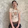 Girls Y2K Tees Short Sleeve Printed Summer T-shirts For Women Sexy Tees Casual T-shirts