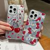 Чехол для телефона с рисунком вишни, роскошный, блестящий, для iPhone 16 Pro Max 15 Pro 14 13 12 11, гибридный, TPU, PC, ударопрочный, тонкий, прозрачный, бампер