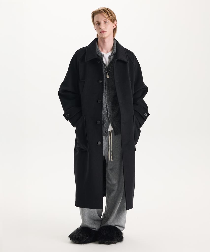 Connect Kinloch Oversized Balmacaan Coat (Black)