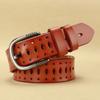 Fashionable Leather Waist Belt Hollow Pattern Metal Pin Closure Casual Outfits
