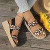 Fashion Fashion Leopard Print Wedge Sandals Women 2025 Summer Comfort Thick Sole Beach Shoes Woman Lightweight Platform Sandalias Mujer