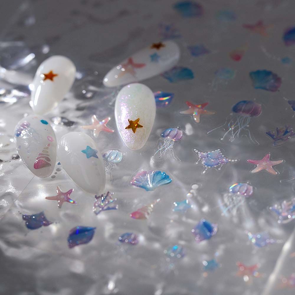Shells Ocean Nail Stickers Goldfish Ocean Nail Decorations INS Ocean Nail Decals  Nail Salon