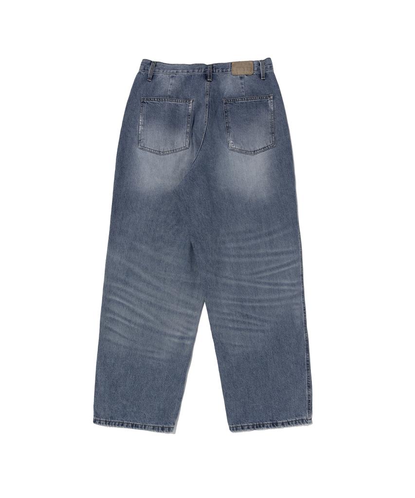 OTHERFITS Distressed Washed Wide Denim Pants (Medium Blue)