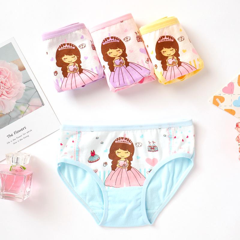 4Pc Cotton Panties Girls Short Briefs Baby Underwear Panties
